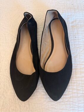 Black Pointed Toe Women's Ballet faux suede Flats